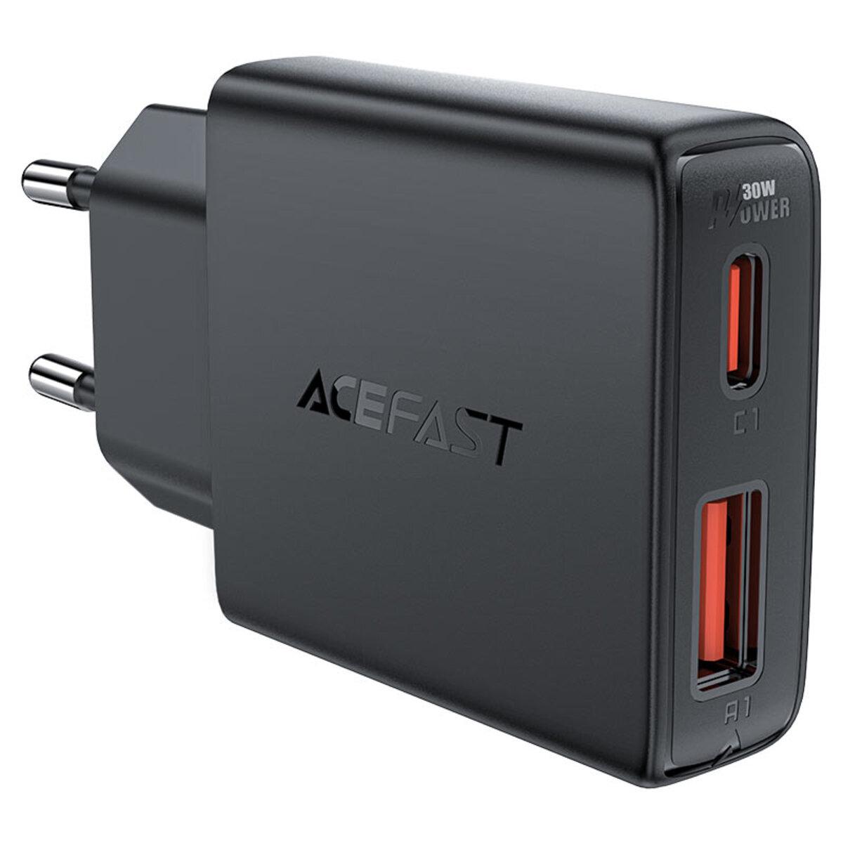 Зарядное устройство Acefast A69 PD30W GaN 1xUSB 1xType-C ultra-thin Charger 5V 3A Black (6974316282709) Зарядное устройство Acefast A69 PD30W GaN 1xUSB 1xType-C ultra-thin Charger 5V 3A Black (6974316282709)