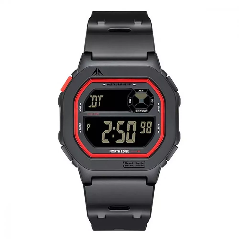 Часы North Edge X1 цифровые водозащита 5 ATM LCD экран силикон Черный/Красный (632034)