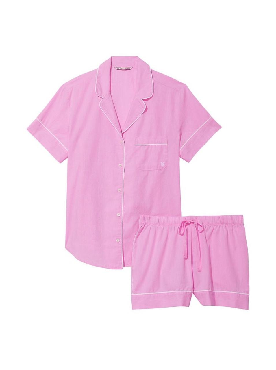 Пижама Victoria's Secret Cotton Short Pajama Set рубашка/шортики M Розовый (1984061497)