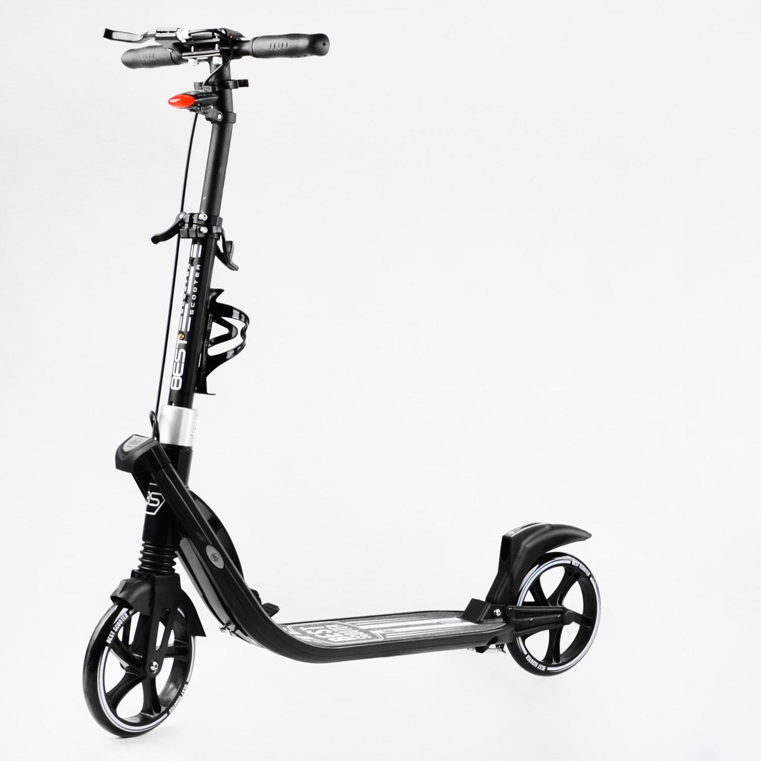 Самокат двоколісний складаний Best Scooter ліхтар/2 амортизатора Black/White (114437)