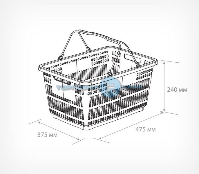 Корзина для покупок с металлическими ручками 30 л 475x375x240 мм Черный (410008-03) - фото 2