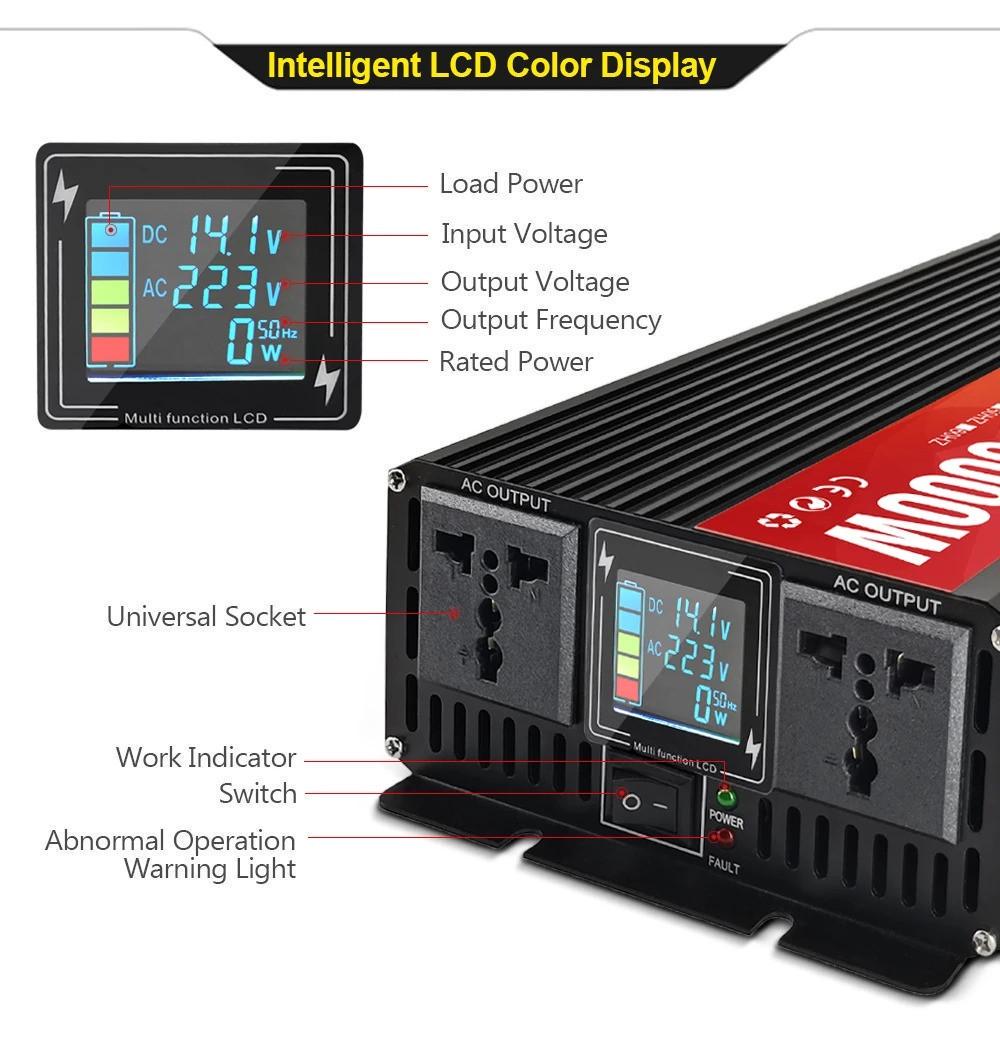 Інвертор перетворювач напруги 24 в 220В 5000 Вт чиста синусоїда - фото 3 Інвертор перетворювач напруги 24 в 220В 5000 Вт чиста синусоїда - фото 3