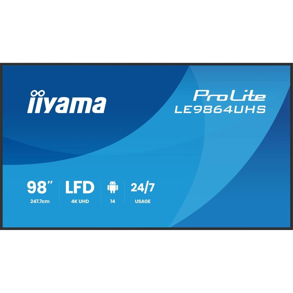 Информационный дисплей Iiyama ProLite LE9864UHS-B1AG VA 4K UHD 500 кд/м² 6.5 мс Android 14 Black (34416970)