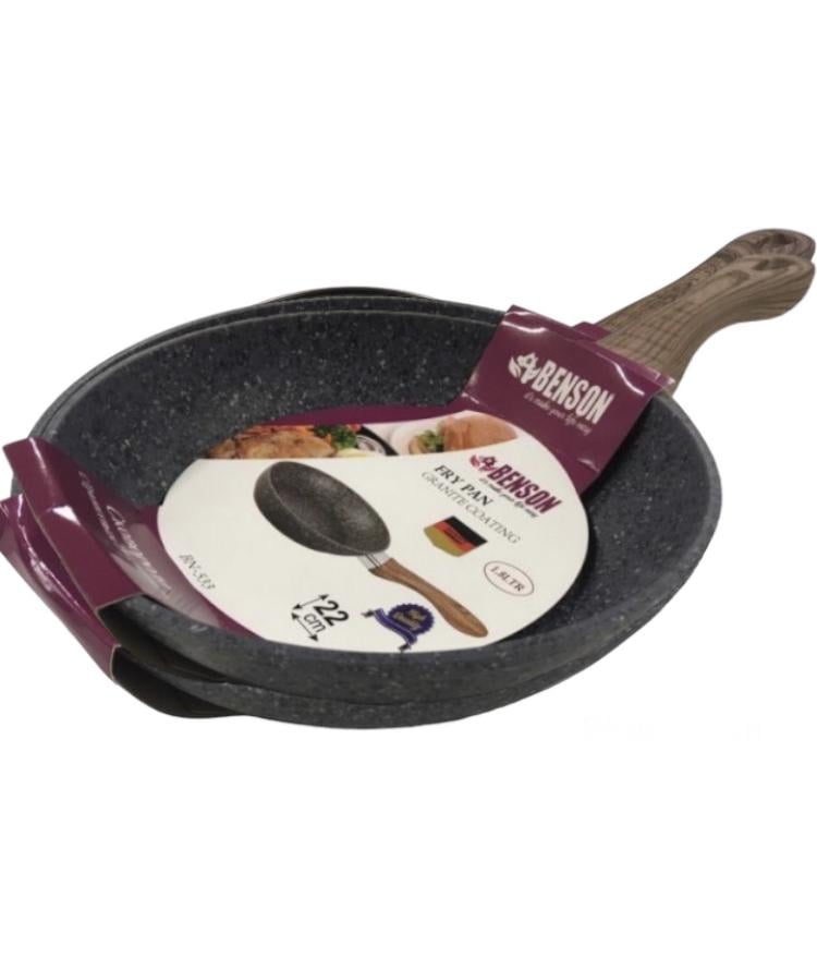 Сковорода Benson BN-533 гранитное покрытие 22 см Серый (3014980ER)