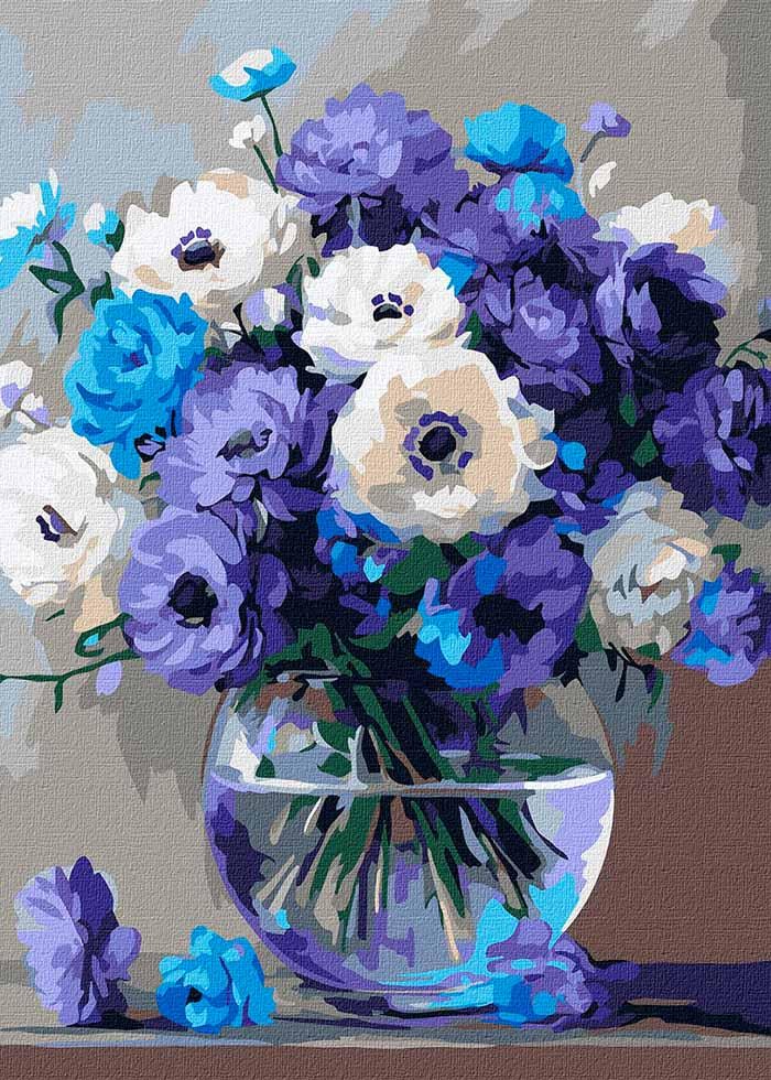 Картина по номерах Ideyka Букет блакитних квітів 40х50 см (KHO3327)