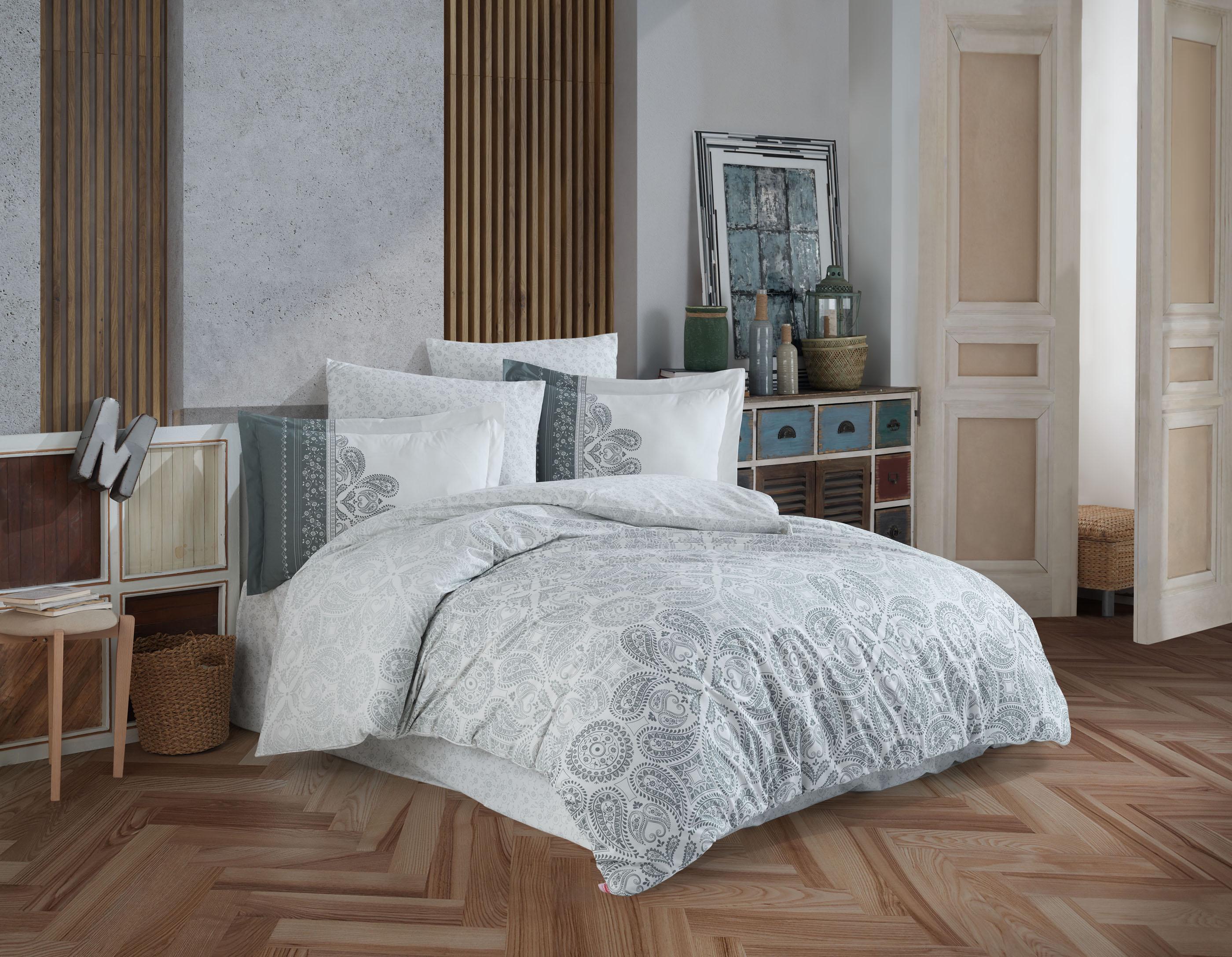 Комплект постельного белья Hobby Poplin Irene 200х220 см Серый (8698499165724)