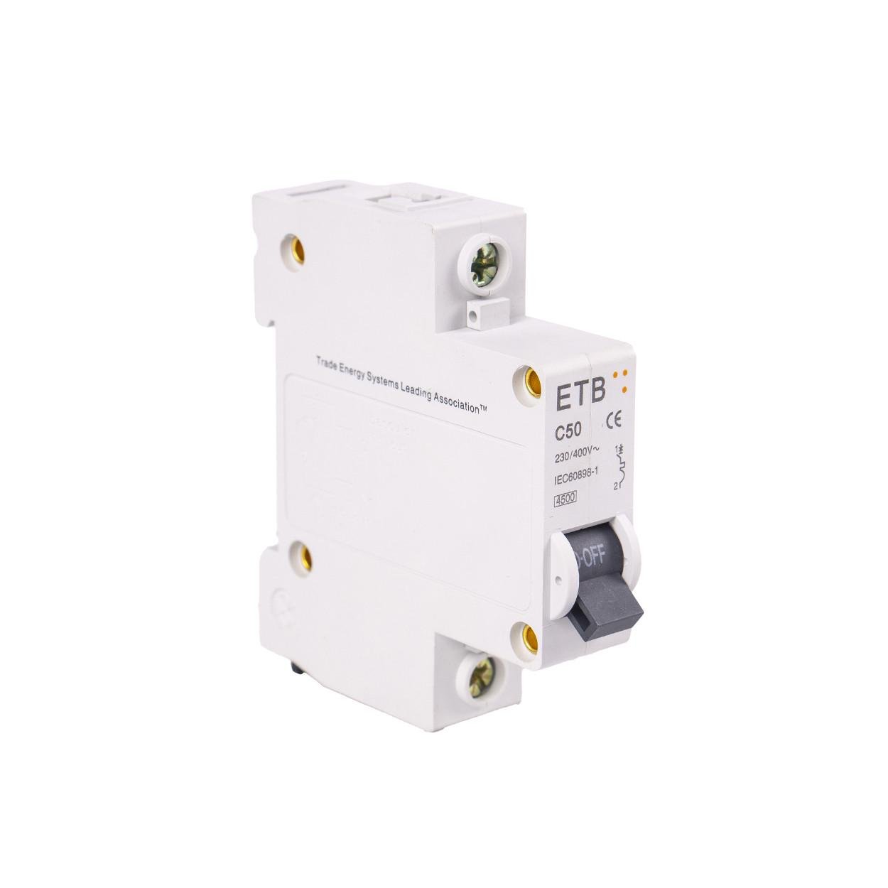 Автоматический выключатель модульный TESLA ETB C50 1-полюсный 400 В (127) - фото 1