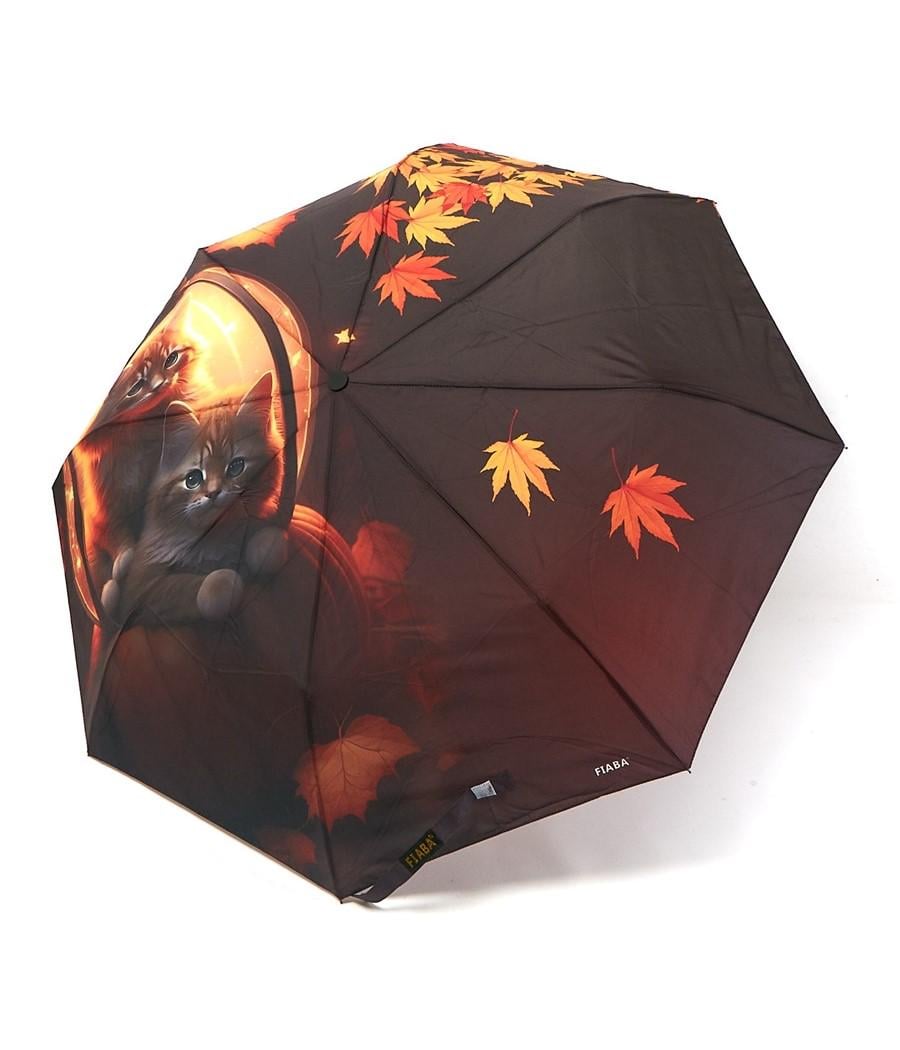 Зонтик полуавтомат Fiaba F23-028 на 8 спиц с котами Темно-коричневый (dae09b65) - фото 3 Зонтик полуавтомат Fiaba F23-028 на 8 спиц с котами Темно-коричневый (dae09b65) - фото 3