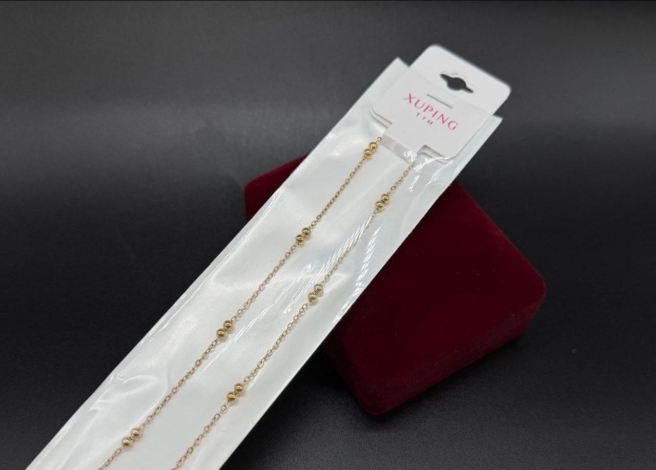 Ланцюжок Xuping з намистинами гіпоалергенний із медичного золота 50 см Золотий (2904280431)