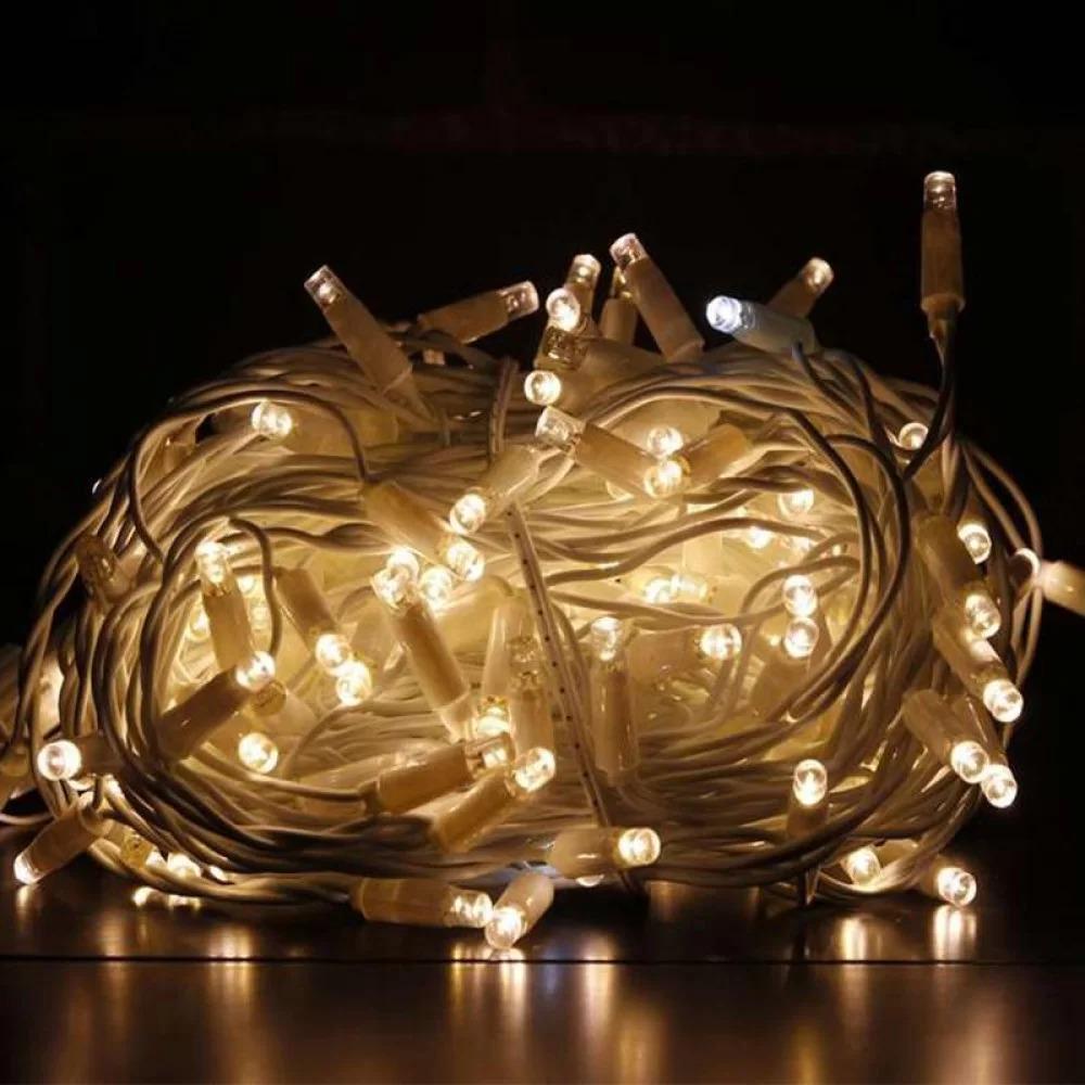 Гирлянда нить LED 500 теплый белый прозрачный провод 1-18