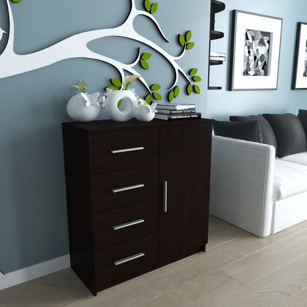 Комод для речей на 4 шухляди з дверима Венге темний (P93а) - фото 1 Комод для речей на 4 шухляди з дверима Венге темний (P93а) - фото 1