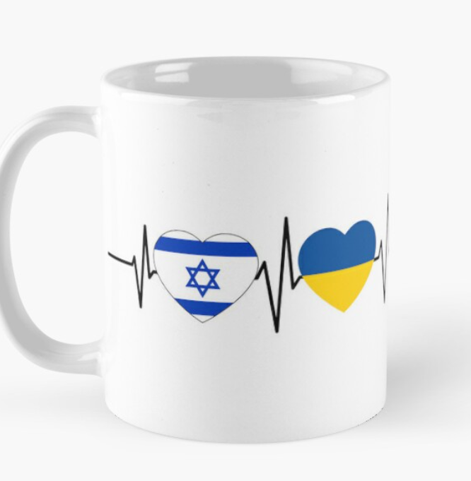 Чашка керамическая с принтом Ukraine Israel 330 мл Белый (УКР376Ч)