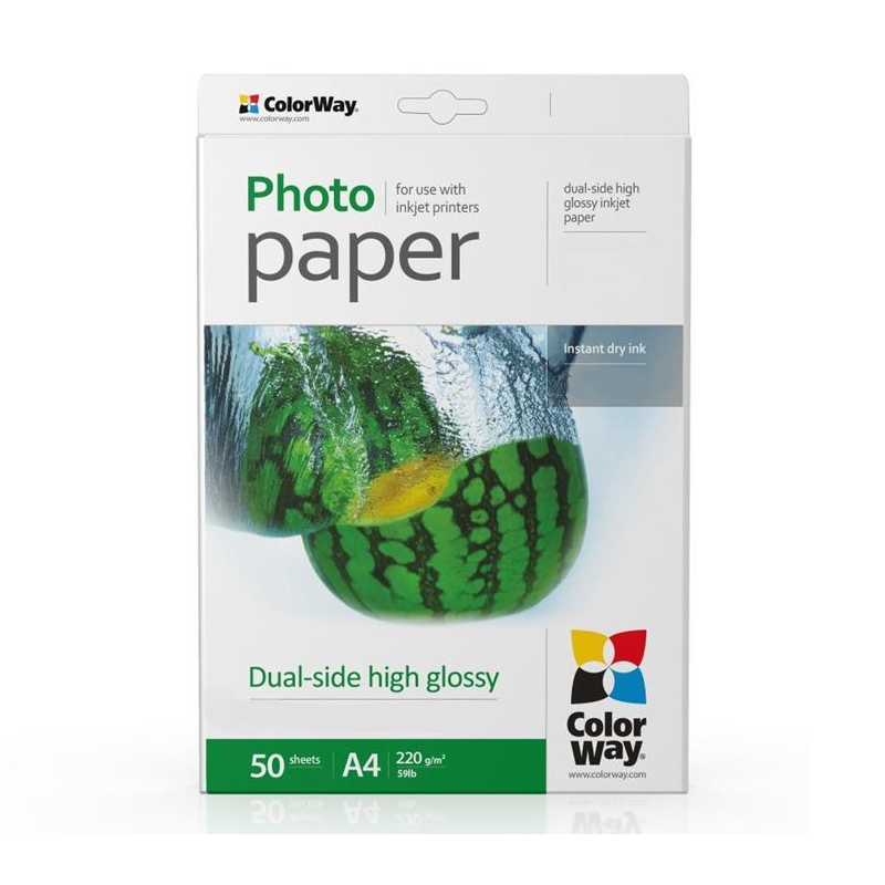 Фотобумага ColorWay A4 Glossy двухсторонняя 220 г/м2 50 листов