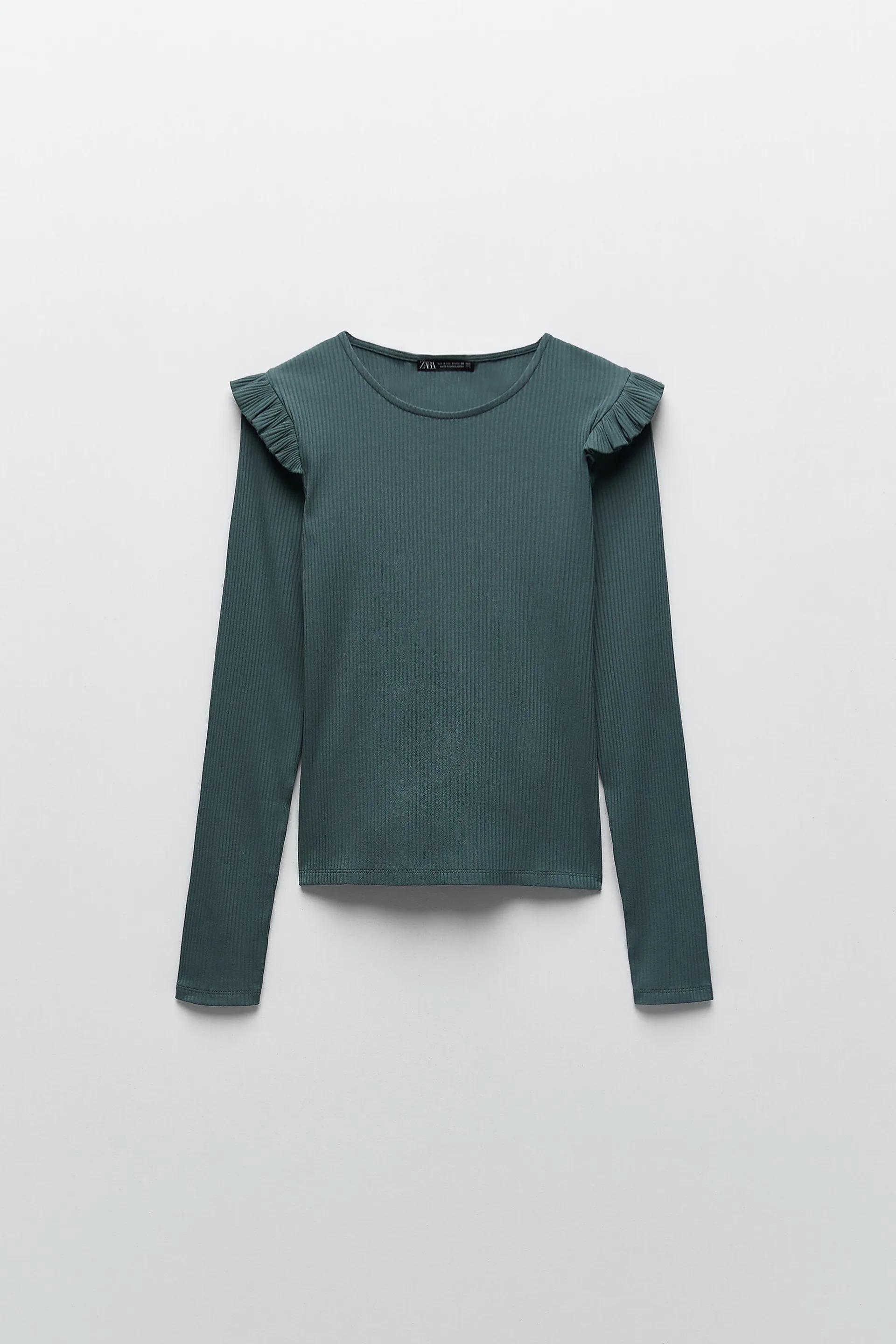 Лонгслив Zara S Темно-бирюзовый (4174454518)