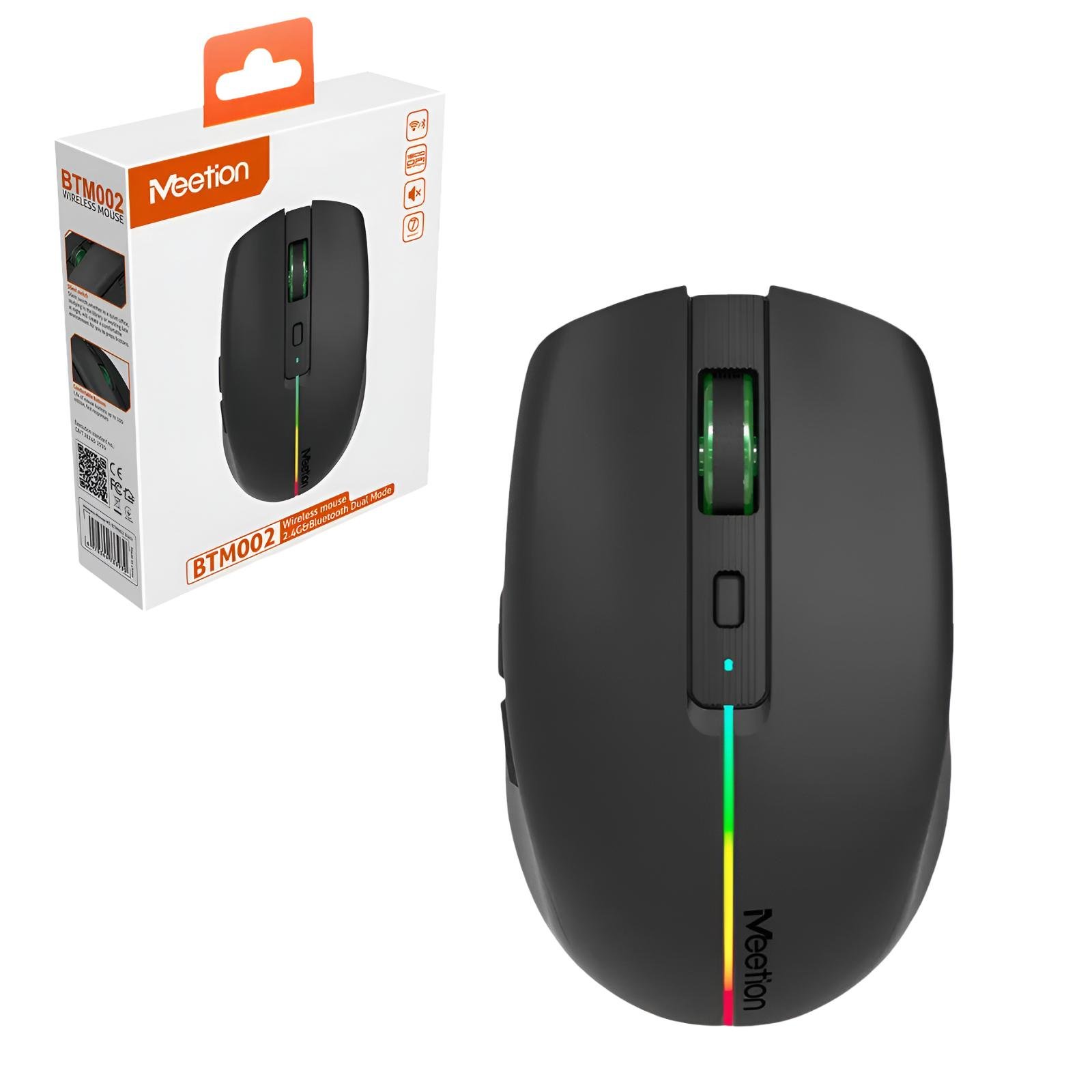 Мышь беспроводная Meetion BTM002 с RGB подсветкой 2.4G/Bluetooth Черный (29855304) Мышь беспроводная Meetion BTM002 с RGB подсветкой 2.4G/Bluetooth Черный (29855304)