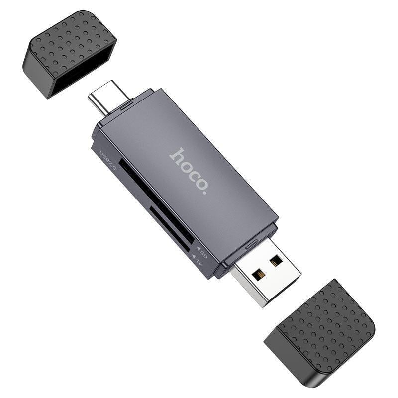 Кардрідер Hoco HB45 Spirit 2в1 USB/Type-C 2. 0 card reader Сірий (2834101047)