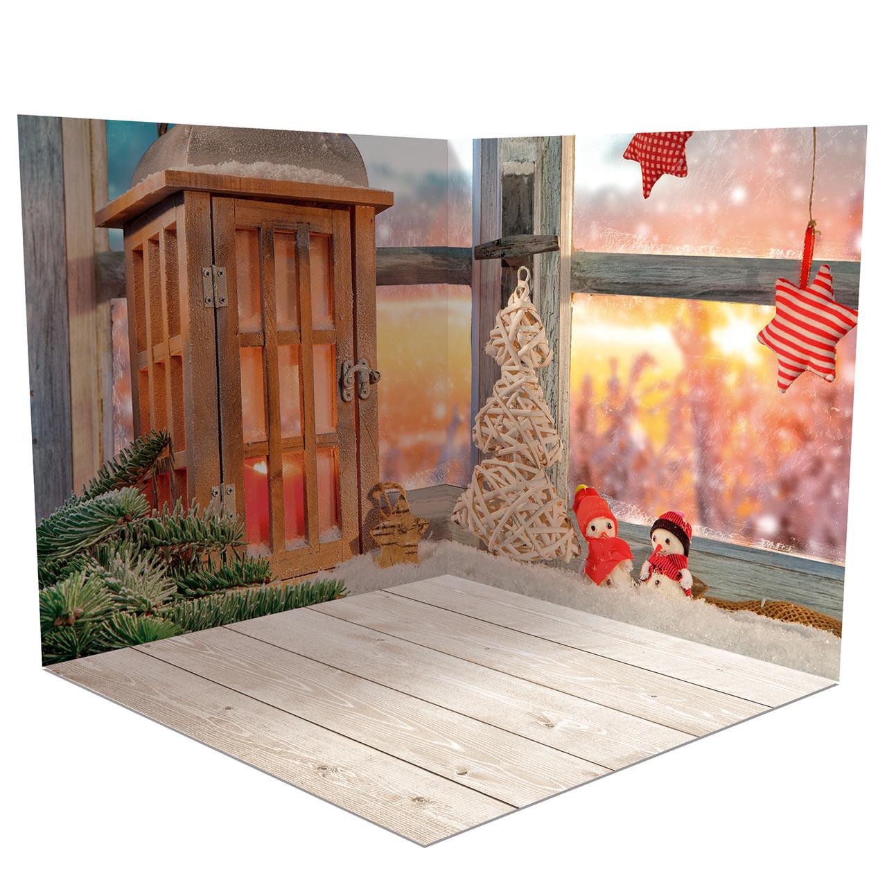Фотофон виниловый угловой новогодний 140x140 см Frontlit 450 г/м2 №58504