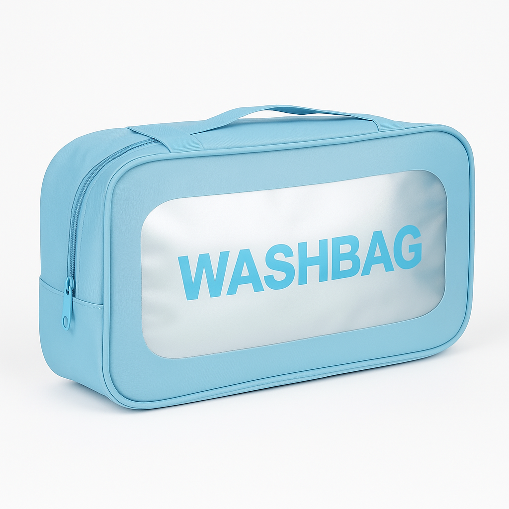 Косметичка дорожная с прозрачной вставкой Washbag R91535-S 26х15х9,5 см Голубой (29079662)