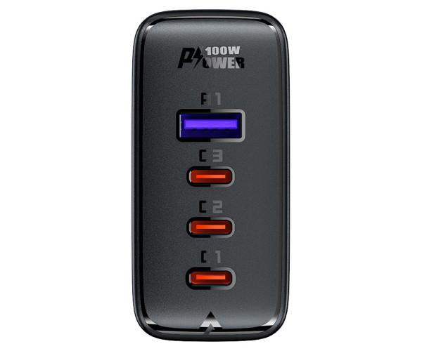 Пристрій зарядний мережевий Acefast A37 PD100W 3 Type-C/USB/ 5A/Type-C-Type-C Black - фото 3