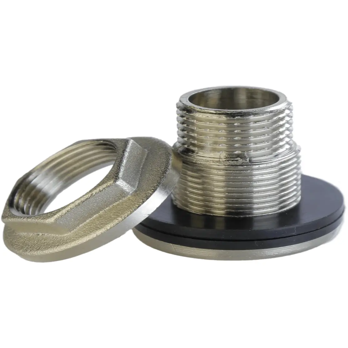 Врезка в бак VA 1 1/2" УР никелированная штампованная усиленная (Б5105А(нк) Врезка в бак VA 1 1/2" УР никелированная штампованная усиленная (Б5105А(нк)