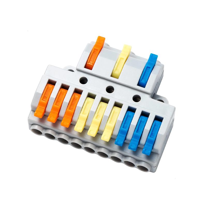 Клемма разветвляющая Tactix 0,08-4 мм2 32А 1-3+1-3+1-3 одинарная 41,5х48,7х14,8 мм крепеж 3,1 мм Разноцветный (KV439c)