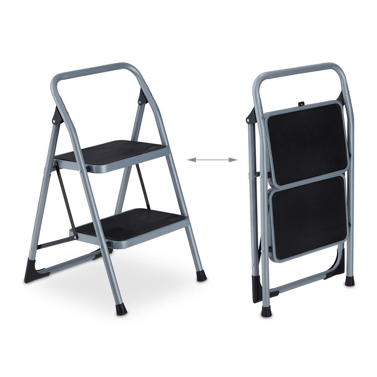 Стрем'янка розкладна Relaxdays на 2 сходинки Сірий/Чорний - фото 6 Стрем'янка розкладна Relaxdays на 2 сходинки Сірий/Чорний - фото 6
