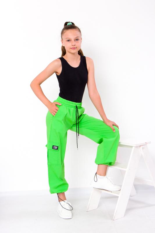 Штани карго для дівчинки підліткові 140 см Салатовий (43372-v4)