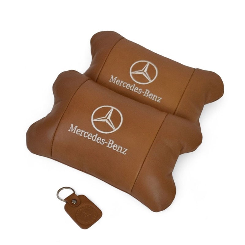 Подушка автомобильная Mercedes 7488 на подголовнике кожа 2 шт. Brown (36226834)