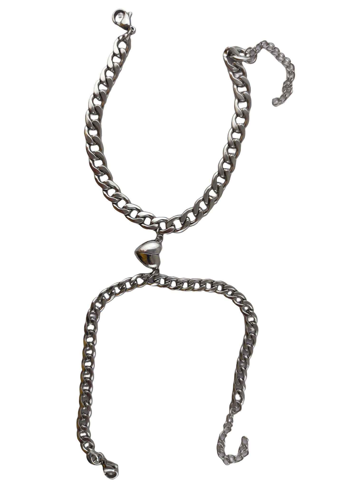 Браслеты парные сердце на магнитах металл Серебристый (139005)