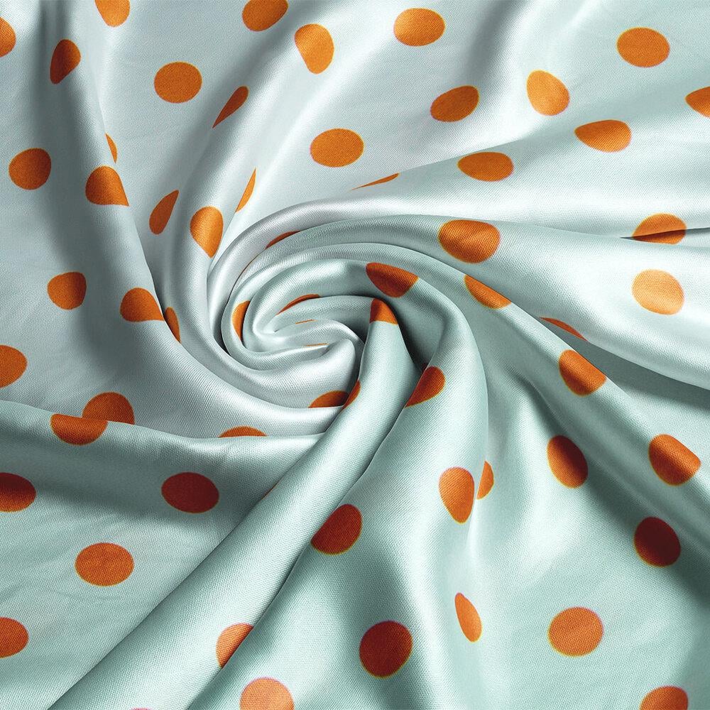 Ткань плательная атлас шелк стрейч горошок м’ята