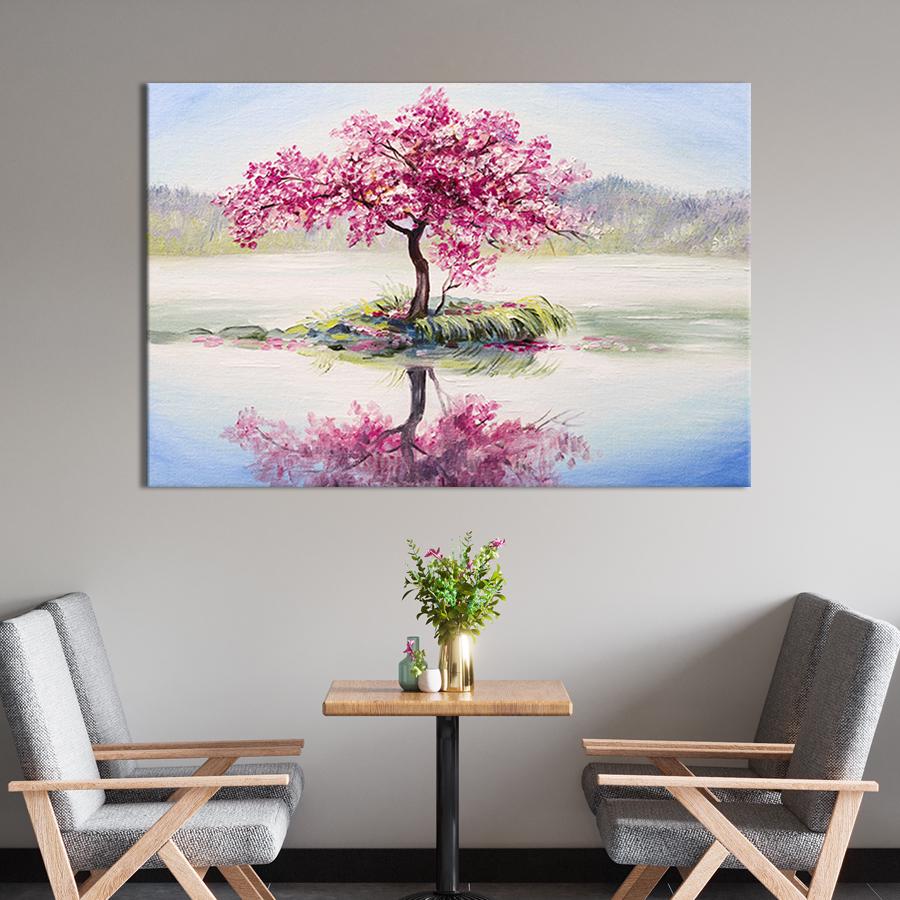Картина на холсте Сакура на островке 51x34 см (597-1)