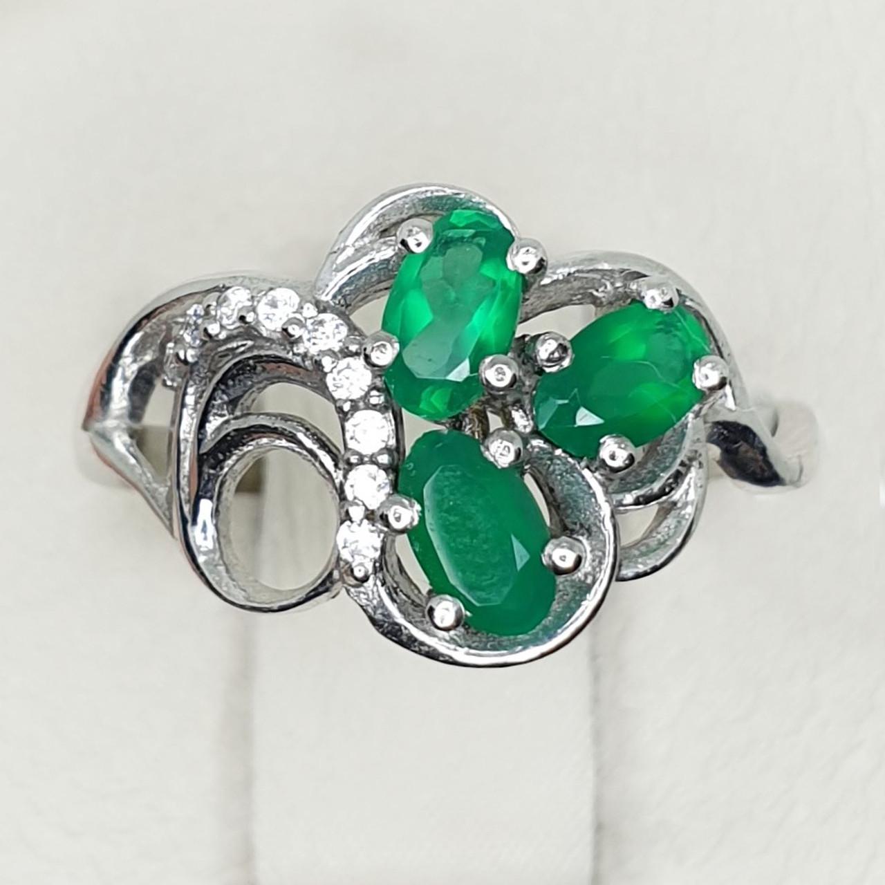 Кольцо серебряное с зеленым агатом р. 17 2,02 г (1428860245) Кольцо серебряное с зеленым агатом р. 17 2,02 г (1428860245)