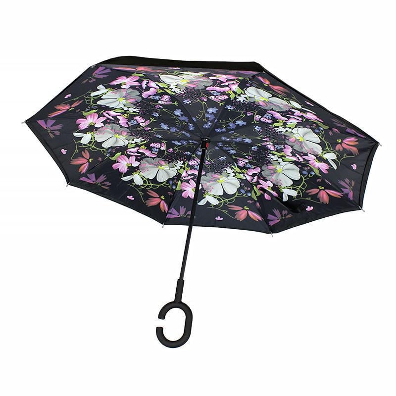 Зонт-наоборот женский Lesko Up-Brella Цветы