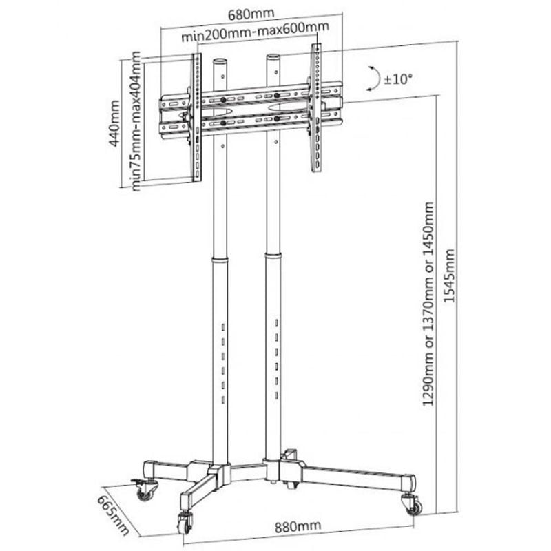 Стійка мобільна ITech T1028TE для телевізора 37-70" (tf5600) - фото 4