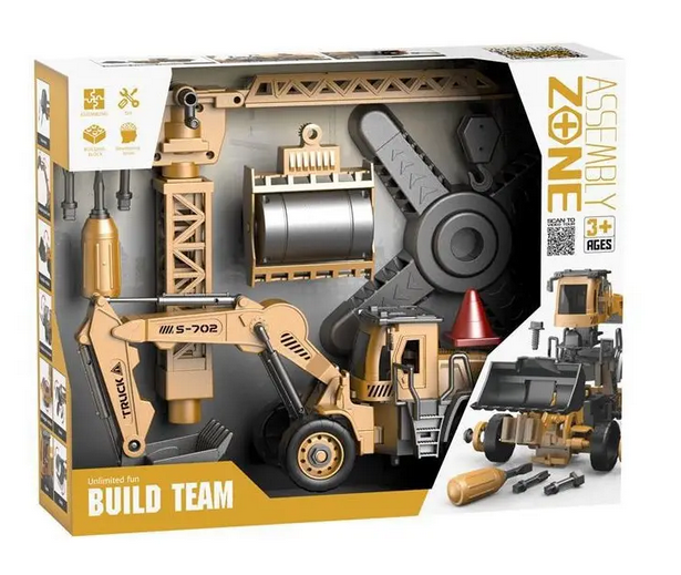 Набор спецтехники YW 9101 C подсветка/звуки/инерционный/подвижные элементы/инструменты/функциональный кран