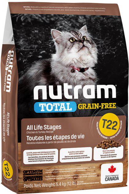 Корм сухой беззерновой для котов Nutram T22 Turkey & Chiken 5,4 кг (24149379)