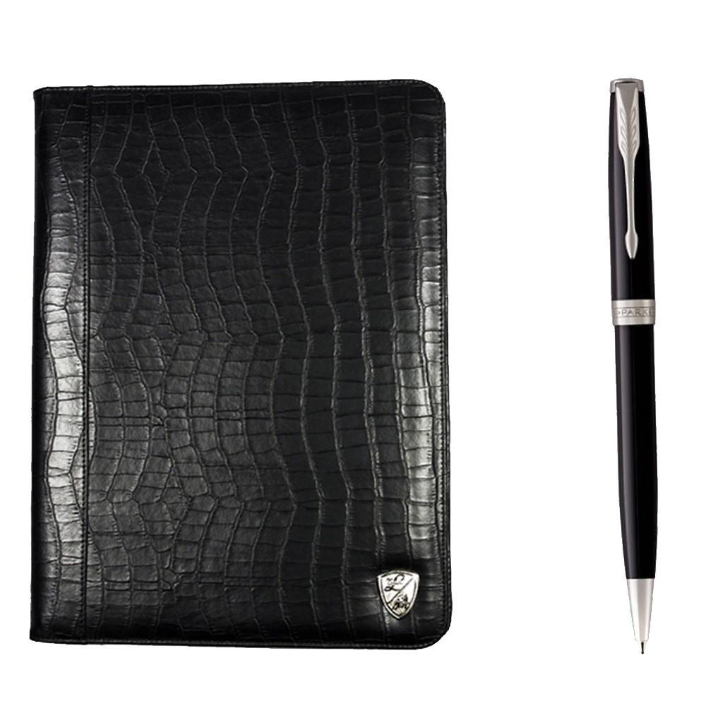 Комплект шариковая ручка Parker SONNET 17 Black Lacquer и кожаная папка Tonino Lamborghini 47324735 (155728)
