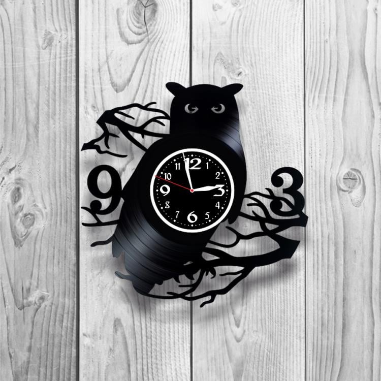 Часы настенные Сова 0156 из виниловой пластинки