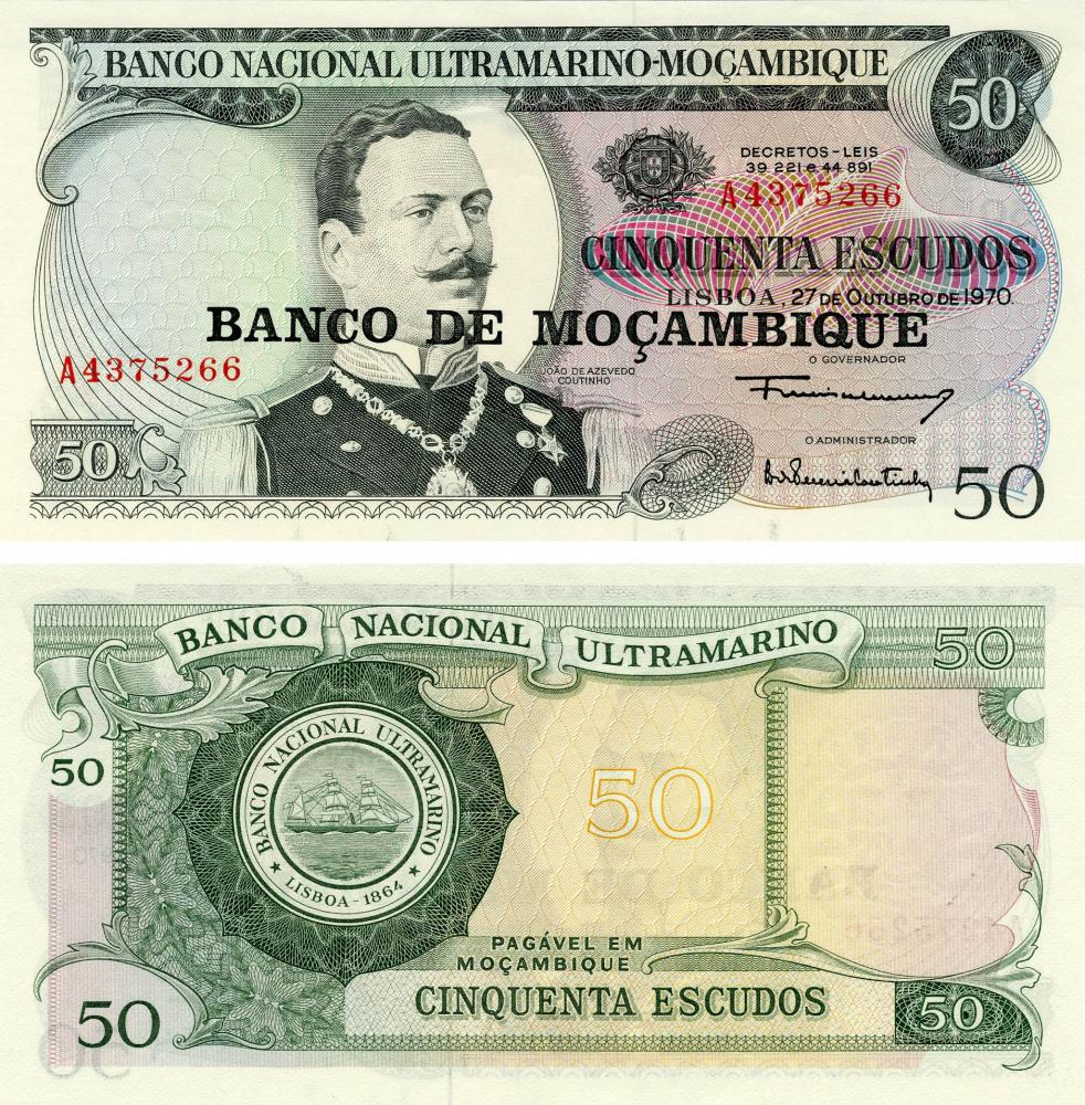 Коллекционная банкнота Мозамбик 50 эскудо 1976 UNC P116 (Б13251)
