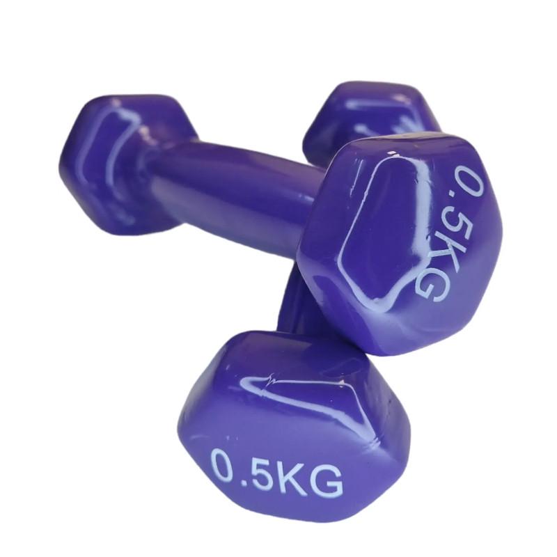 Гантель с виниловым покрытием Feel Fit 1 шт. 0,5 кг Фиолетовый - фото 4