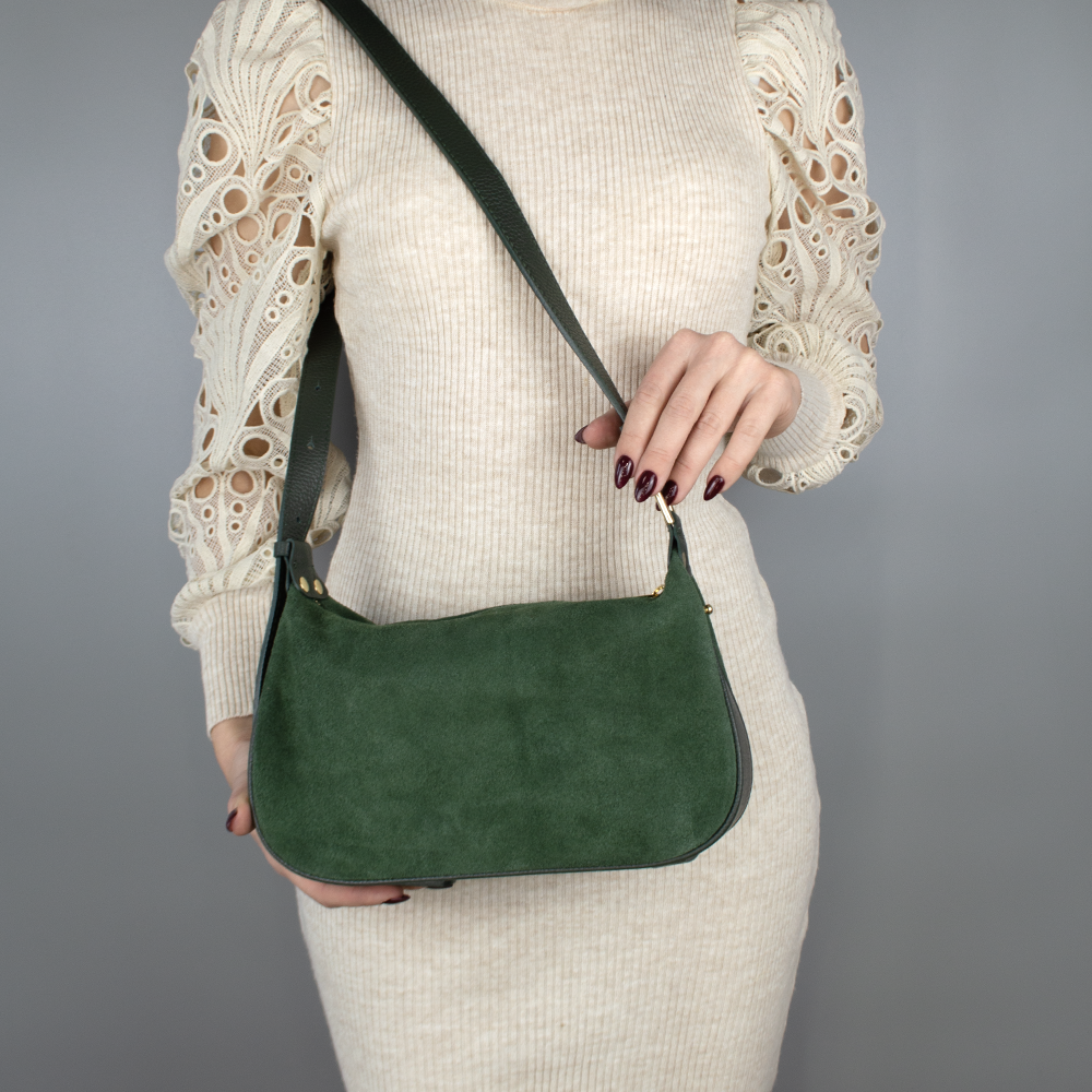 Сумка жіноча замшева Virginia Conti 03800 Темно-зелений (2423705685) - фото 6