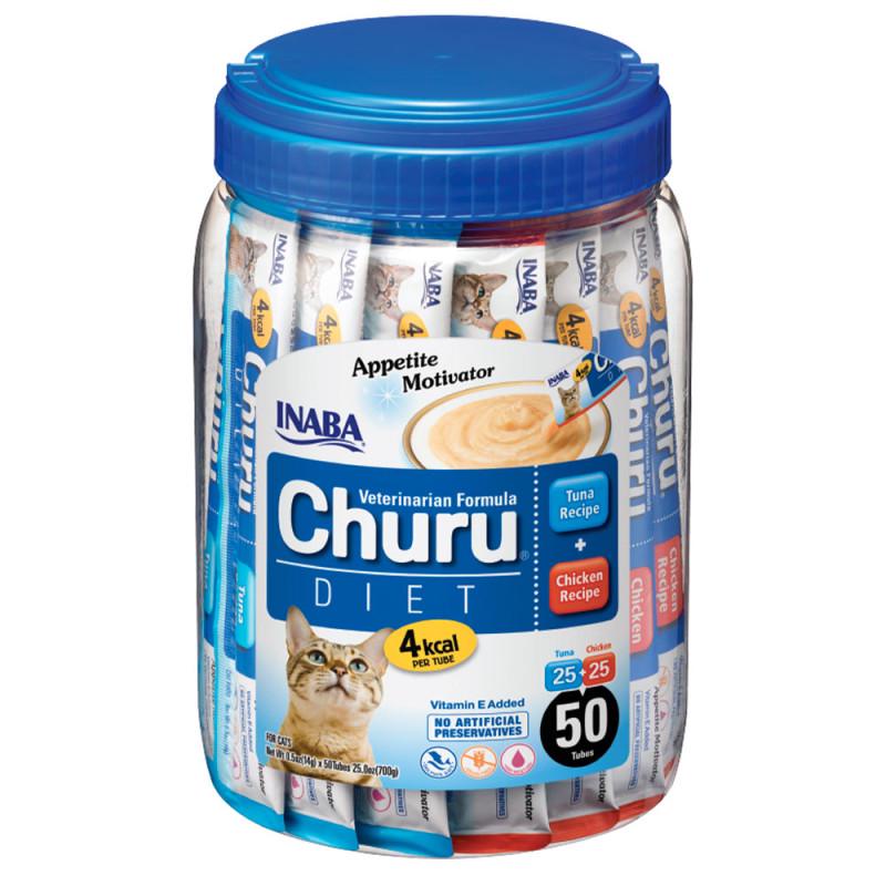 Лакомство для кошек INABA Churu DIET Сливочный мусс в стиках Рецепт с курицей и тунцем 50 шт. (3189952108)
