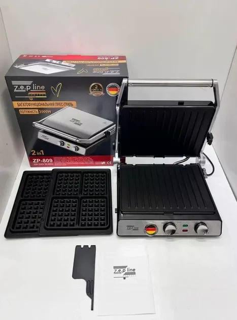 Гриль-вафельниця контактний Zepline ZP-809 2в1 3500 Вт 3500 Вт (ZP-809) - фото 2 Гриль-вафельниця контактний Zepline ZP-809 2в1 3500 Вт 3500 Вт (ZP-809) - фото 2
