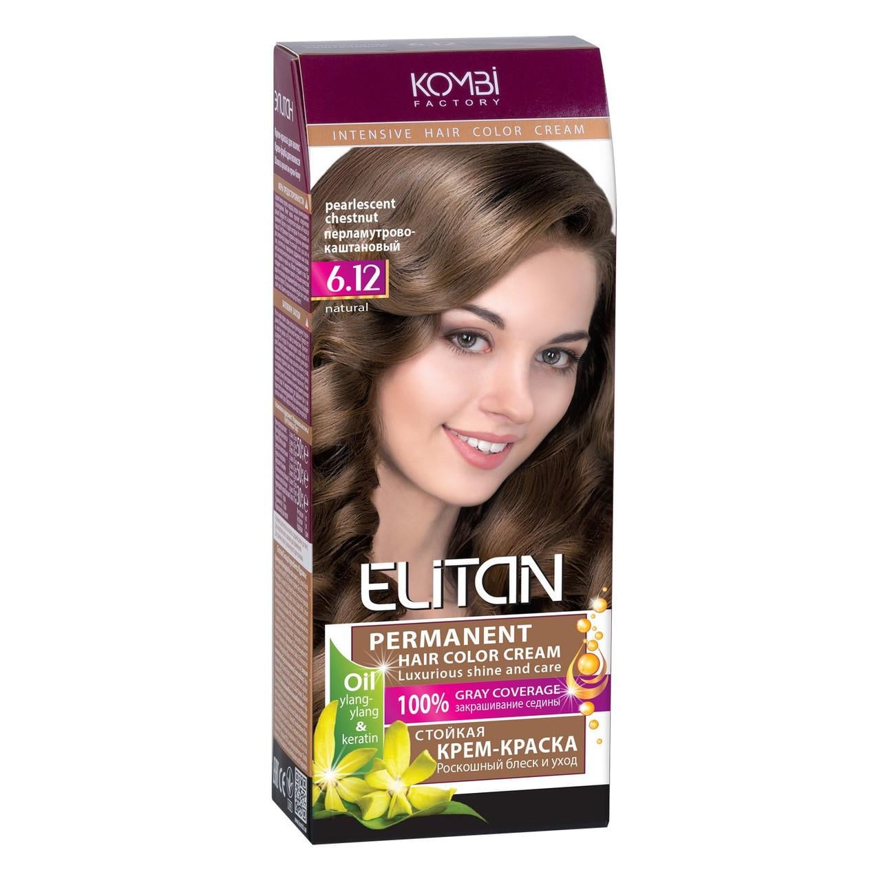 Крем-краска для волос стойкая ELITAN intensive and natural color 6-12 Перламутрово-каштановый (2185186902)