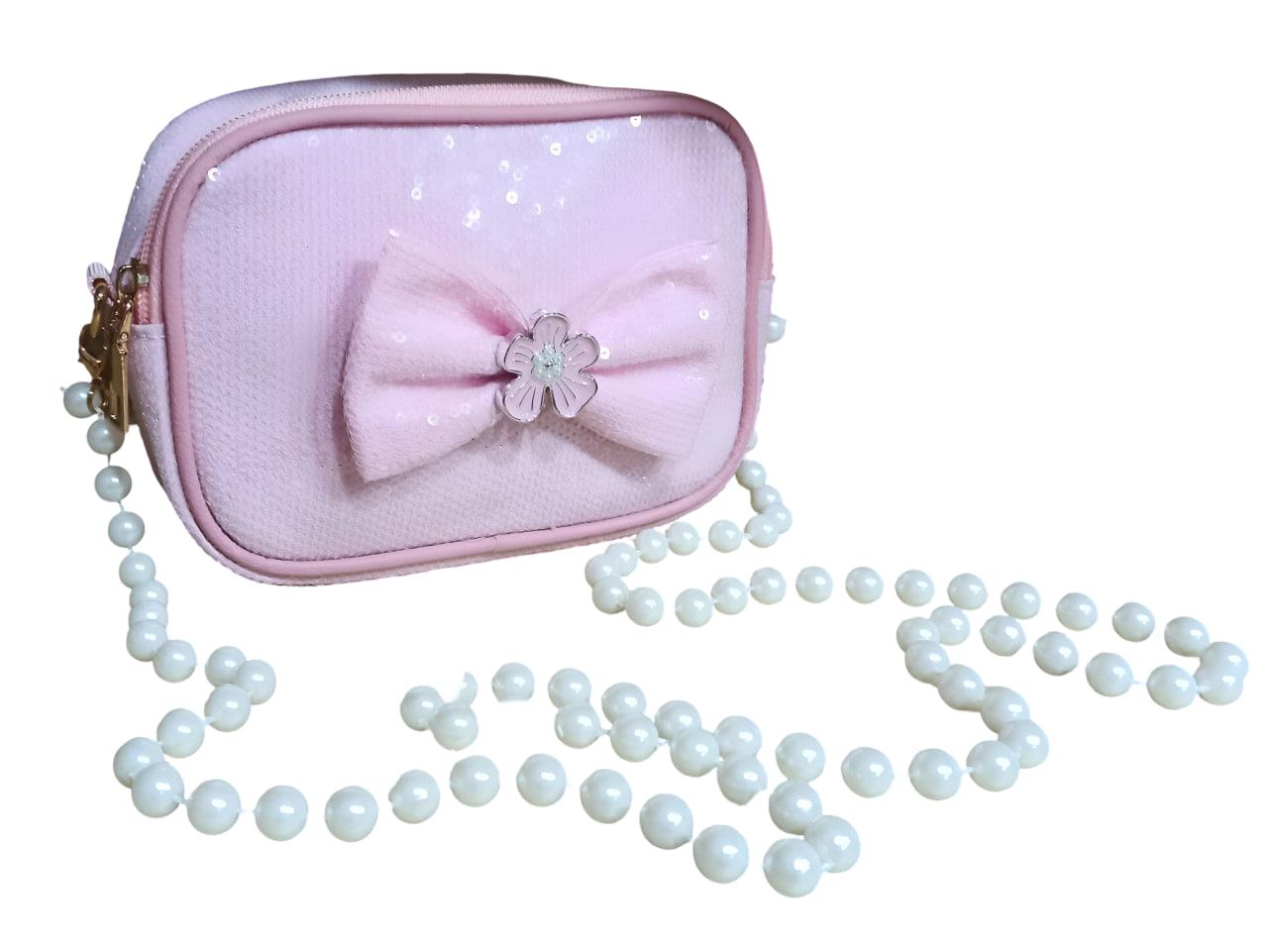 Сумка дитяча через плече з намистинами Рожевий (25-567)
