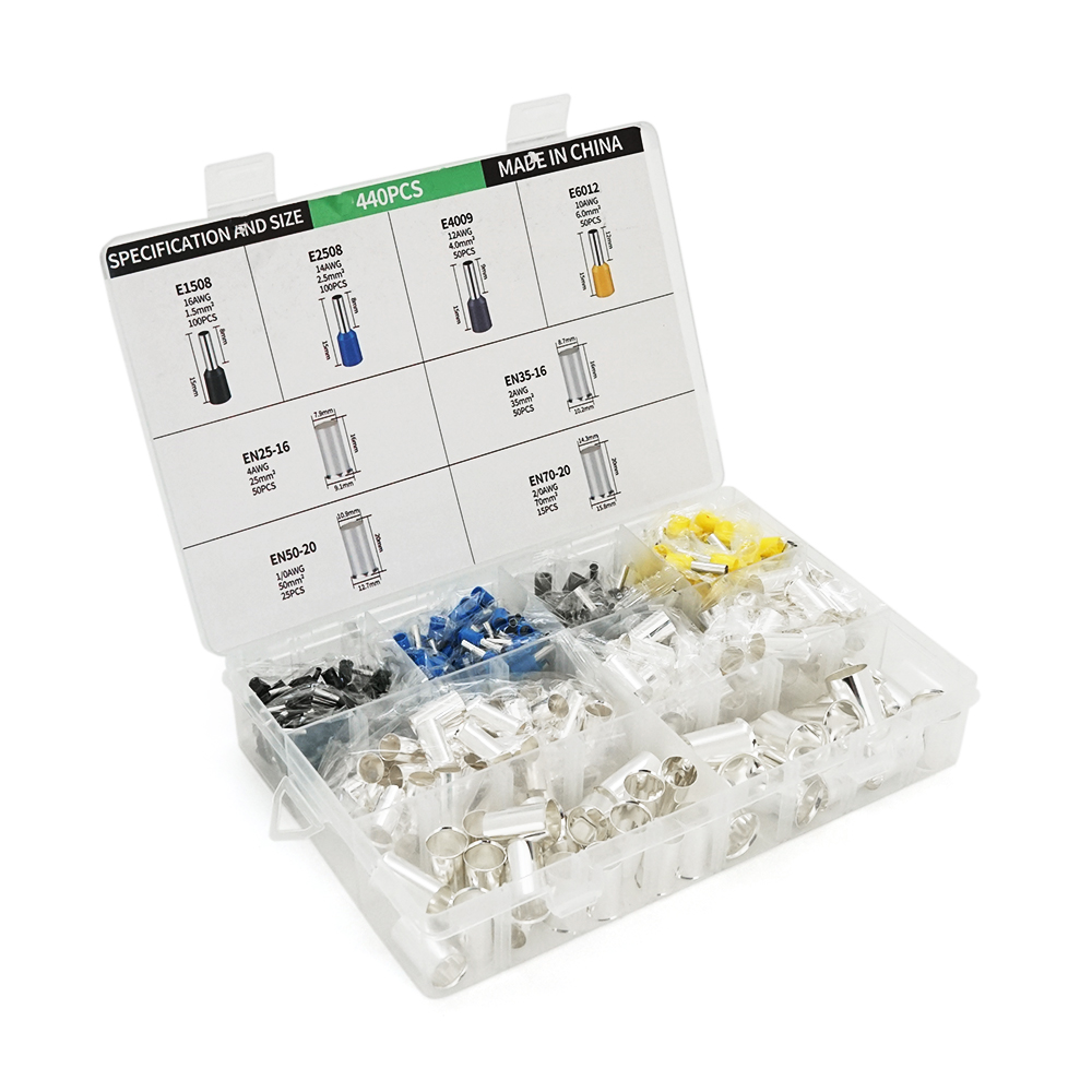 Набір клем наконечників VE+EN440 E2508b EN5020 EN2516 EN7020 у боксі 440 шт. (YUT_V11883)