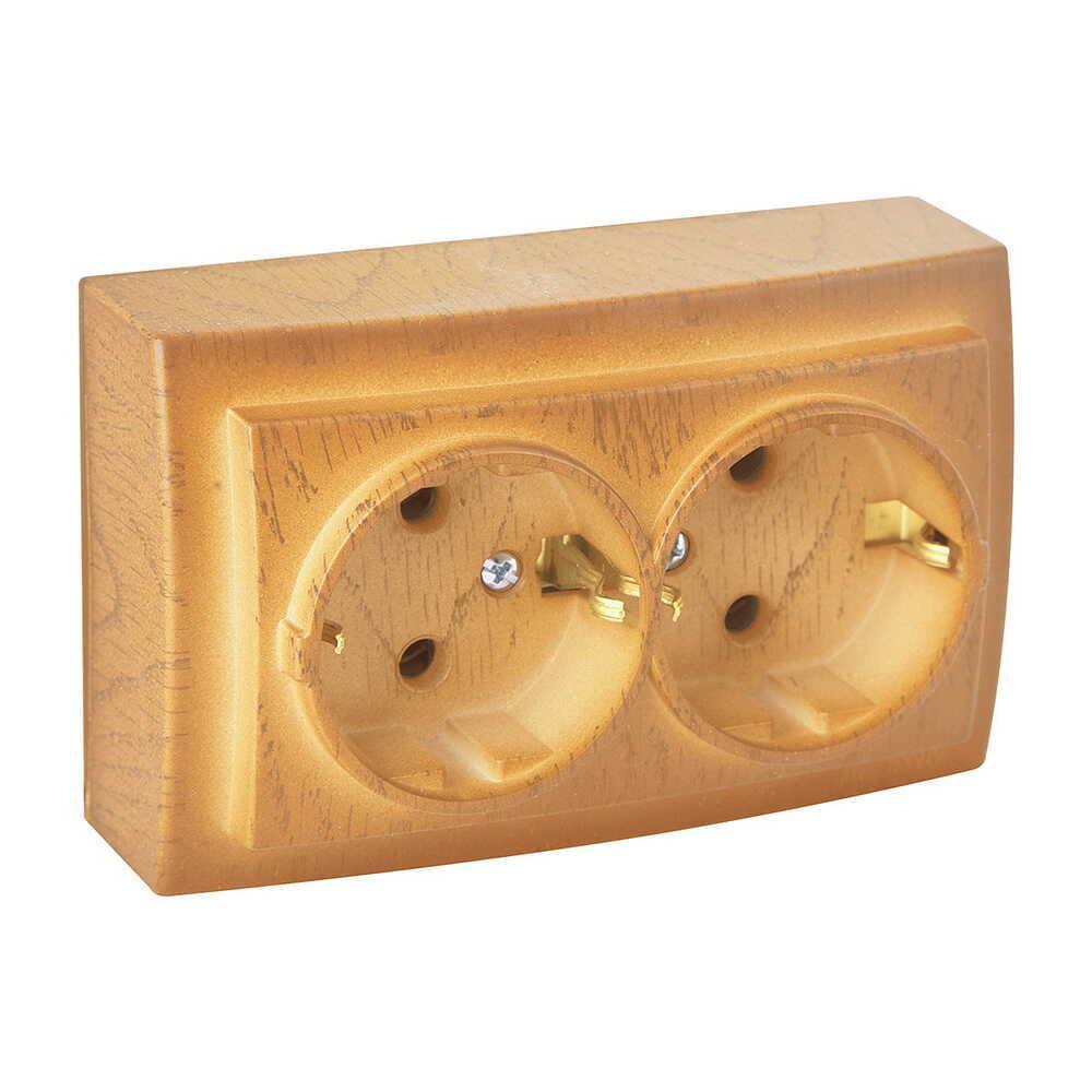 Розетка Nilson Themis двойная с заземлением Дуб (26251025)
