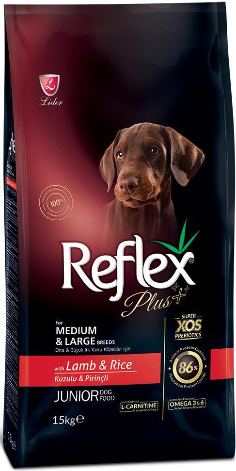 Корм для цуценят середніх та великих порід сухий Reflex Plus з ягням та рисом 3 кг (RFX-102) Корм для цуценят середніх та великих порід сухий Reflex Plus з ягням та рисом 3 кг (RFX-102)
