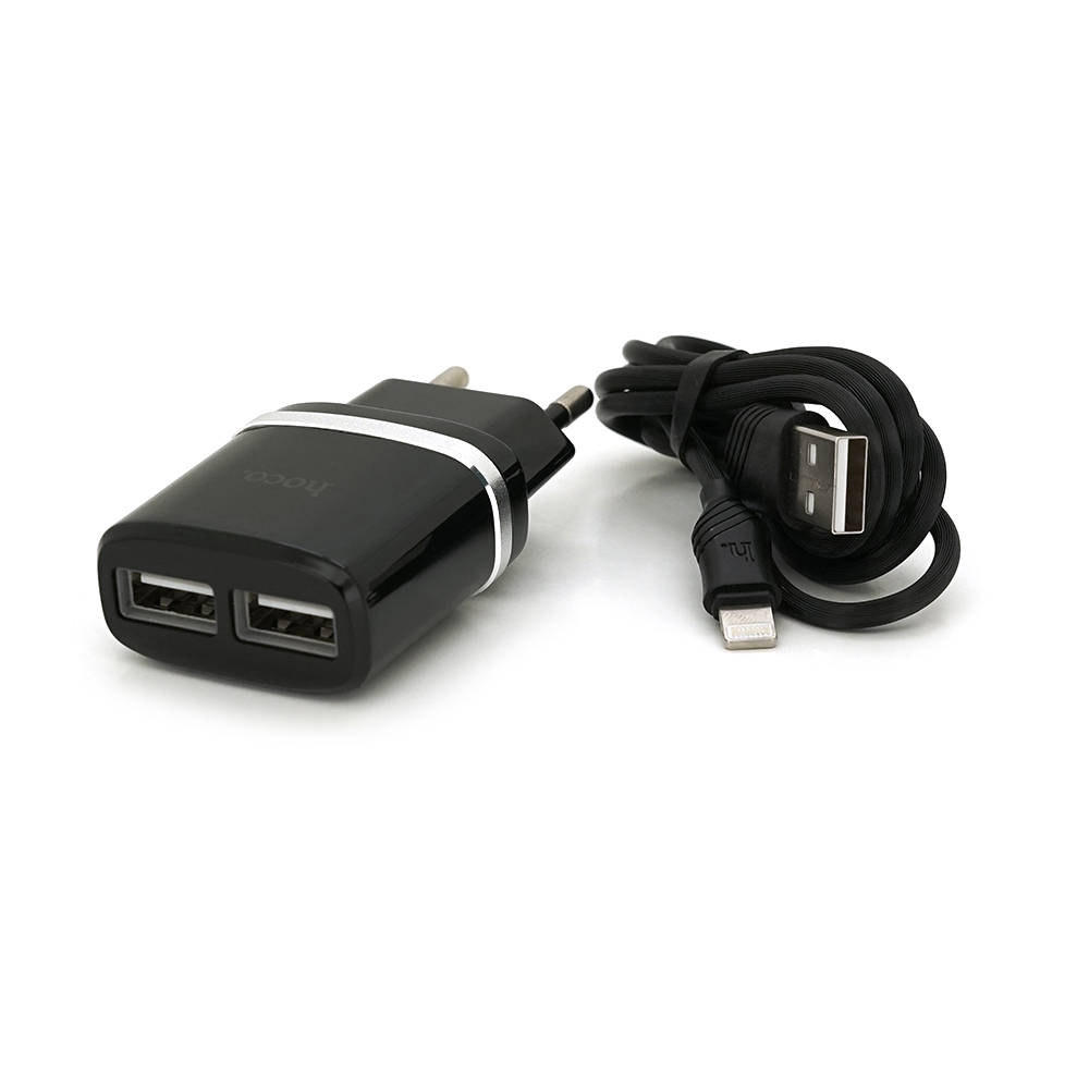 Набор зарядных устройств Hoco C12 110-240V USB Lightning 2,4A 1 м (26441862)