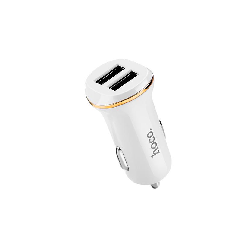 Автомобільний зарядний пристрій Hoco Z1 2.1 A 2 USB White